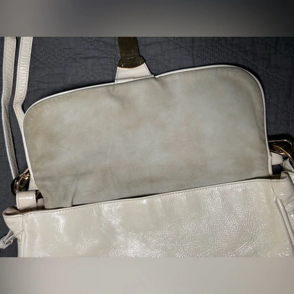 Authentic Fendi Patent Leather Cream Crossbody Bag with Adjustable Strap - Picture 11 of 15